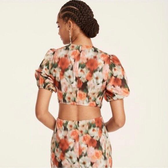 NWT J. Crew Liberty® Hazy Days Dress Size 6 Red Black Cotton Midi Puff Sleeve - Picture 6 of 14